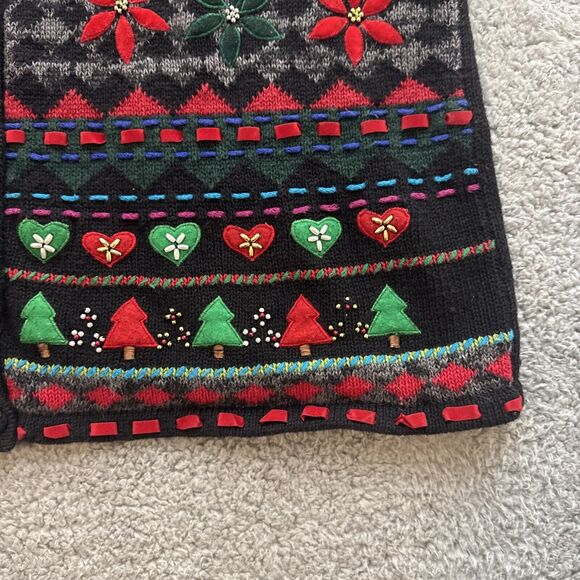 Vintage Segue Sweater Vest Womens Large Ugly Christmas 3D All Over Art To Wear - Picture 3 of 14